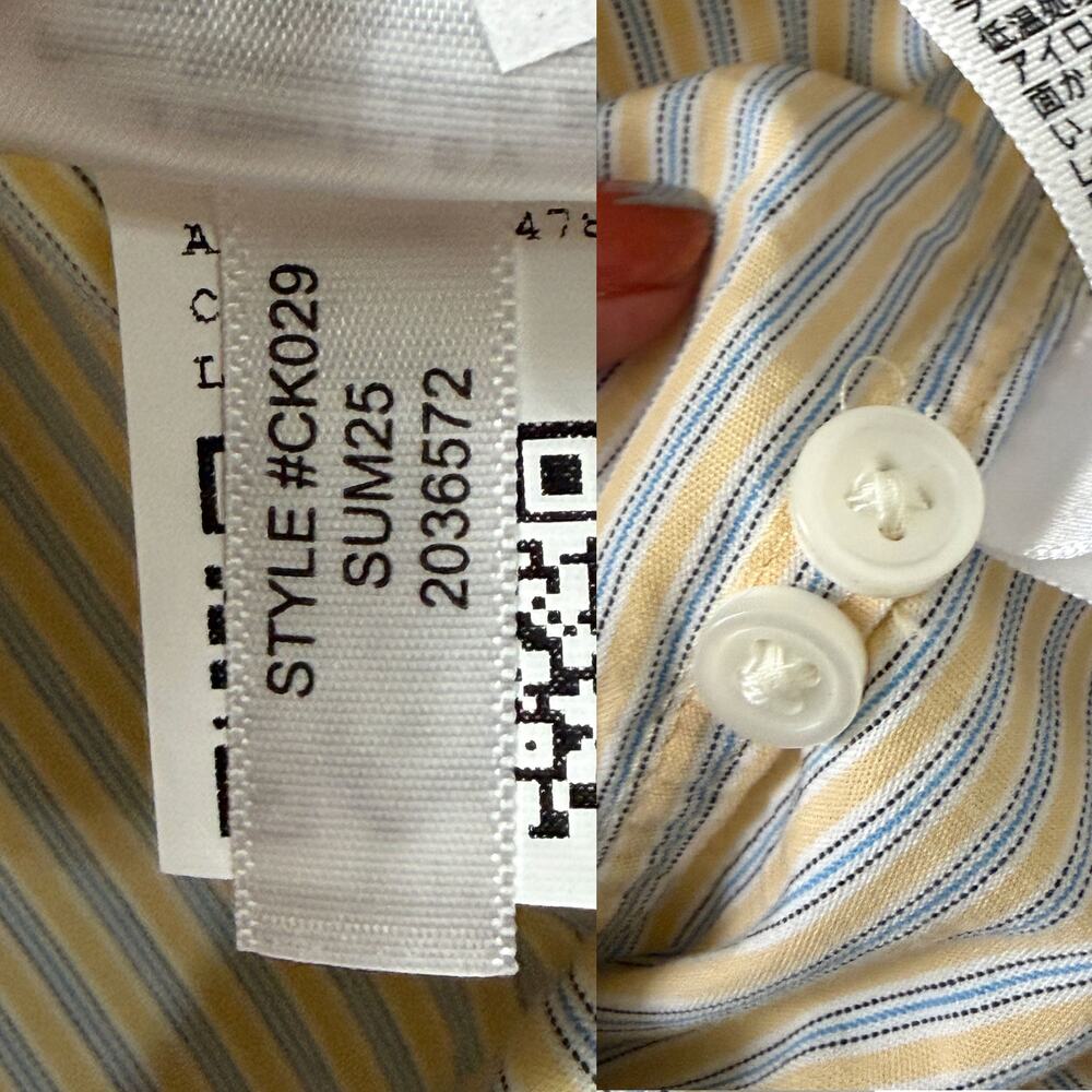 J.Crew Étienne Oversized Button Up Shirt Yellow Blue Stripe NWOT L Cotton - Picture 12 of 13